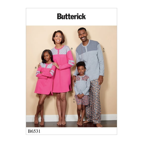 Butterick Pattern Misses'/Men's/Childrens'/Boys'/Girls' Top, Tunic, Shorts and-OSZ