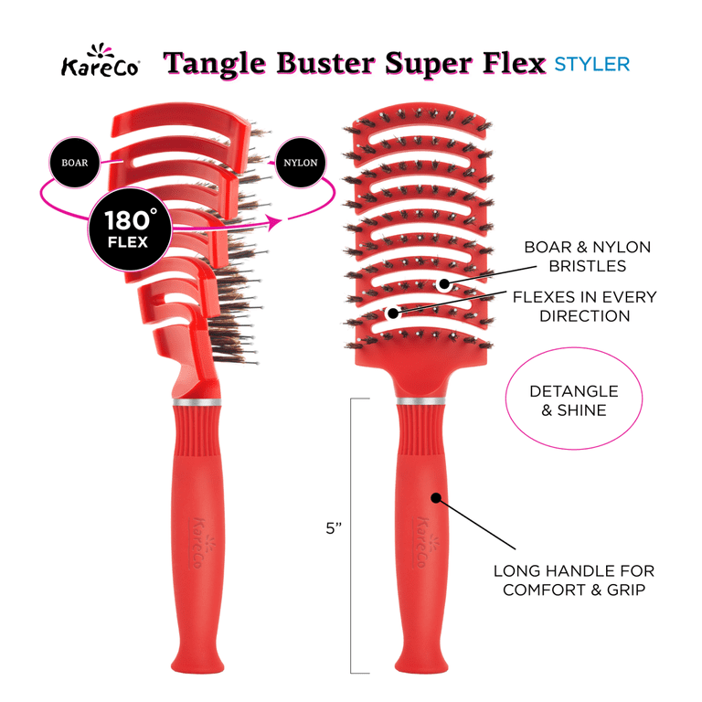 KareCo Tangle Buster Paddle Hair Brush, Flexible photo 4