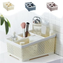 Bathroom Caddy Organizer, Plastic Storage Basket with 6 Compartments for Cotton Swabs, Makeup Brushes & Toiletries, Space-saving Design for Countertop or Shower Use,Vsgery