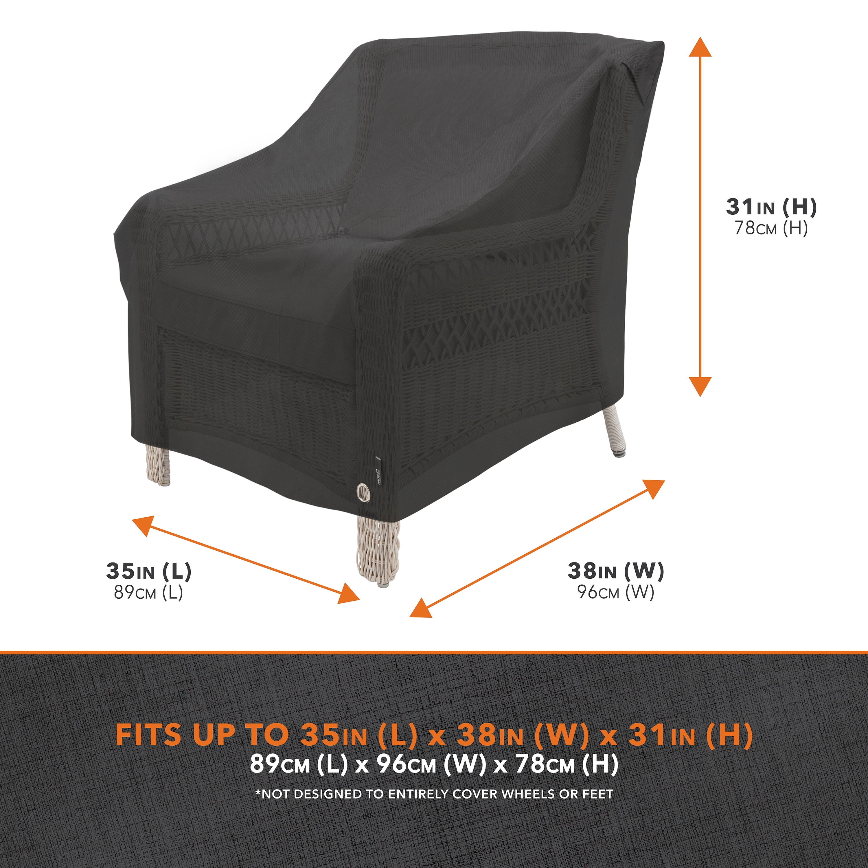 Modern Leisure Black Diamond Waterproof Patio Chair Cover, 35"L x 38"W x 31"H, Black