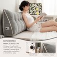 thumbnail image 4 of ANMINY Triangular Headboard Pillow with Side Pockets, Chenille Fabric, Bed Rest Reading Pillow, Removable & Washable Cover, Contrasting-Color Fabric Piping, Daybed Wedge Pillow for Twin Beds, 4 of 9