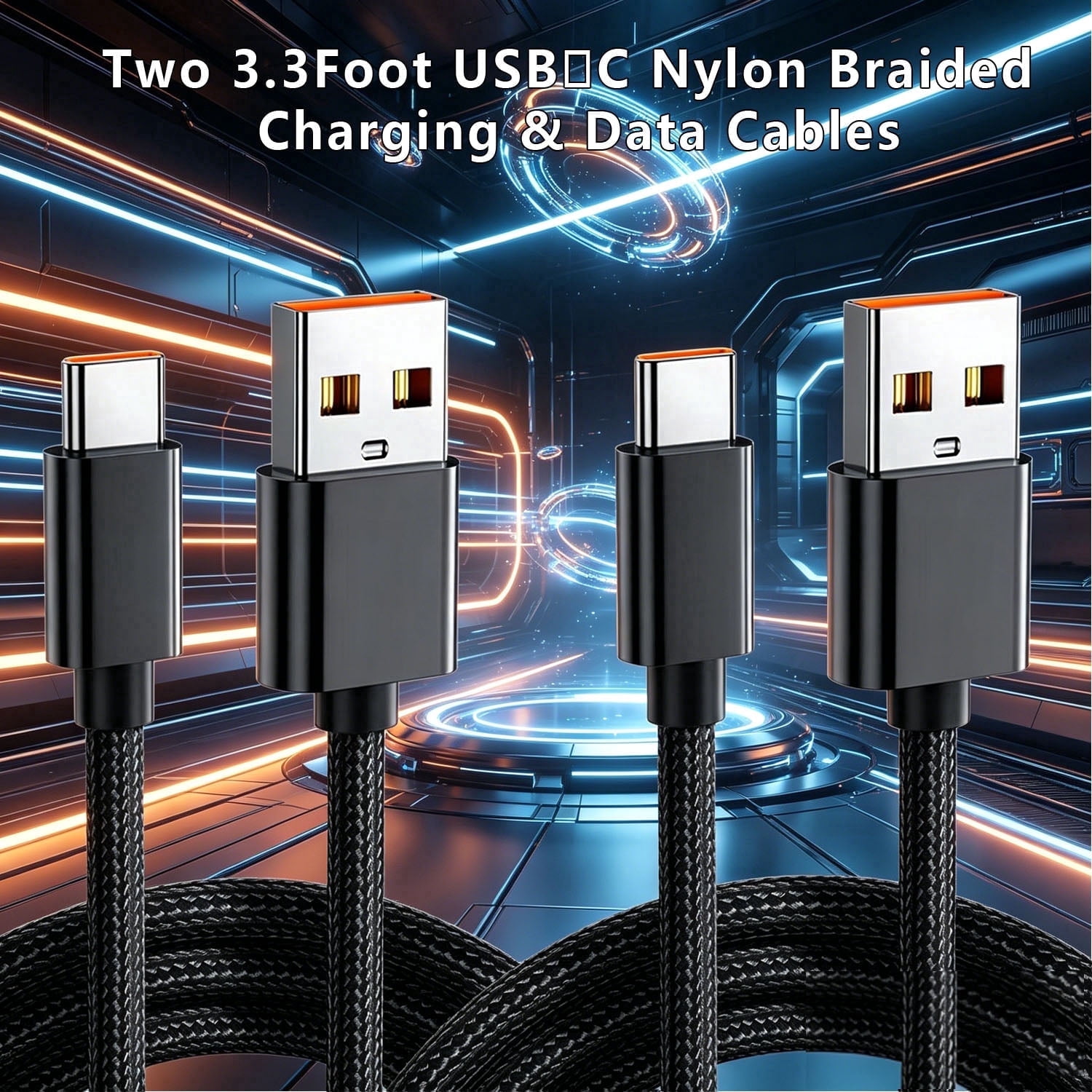 2-Pack USB Type-C Charger Cable for Oticon Smart Charger/Intent Desktop Charger ，3.3ft Nylon Braided Durable for Rechargeable Hearing Aids