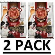 2 PACK -Nylabone Broth Bones Natural Edible Dog Chews, 60 Count (Total 120)