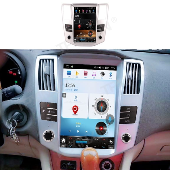 TPXINXIN 12.1 inch Car Radio for Lexus RX300 2004-2008 Tesla-style Android multimedia player with in-car touchscreen stereo head unit.