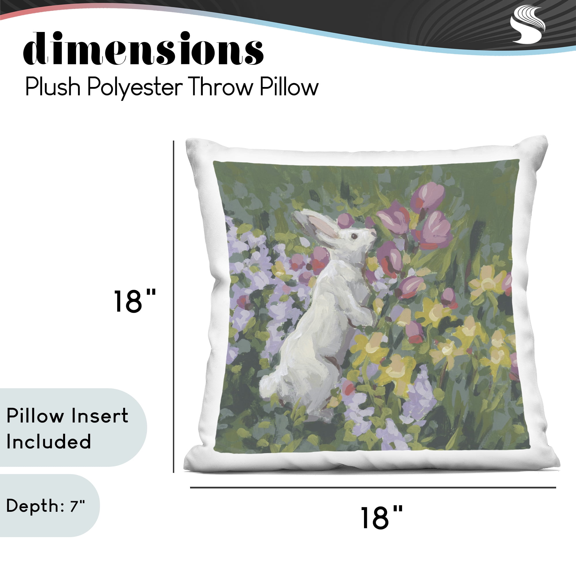 Stupell Industries Bunny in Garden Impression Decorative Printed Throw Pillow, design by June Erica Vess