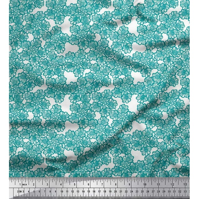 Soimoi Poly Georgette Fabric Artistic Floral Print Fabric by the Yard 42 Inch Wide