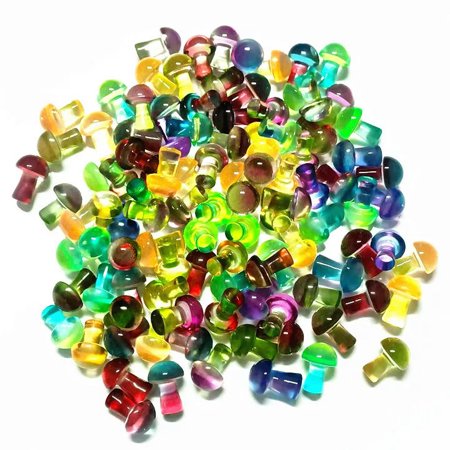 GKNET 100pcs Mini Glass Crystal Polished Mushroom Statue Healing Decoration Amulet GKNET 100pcs Mini Glass Crystal Polished Mushroom Statue Healing Decoration Amulet