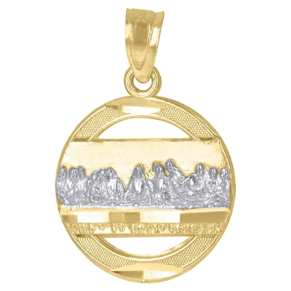 10kt Two-Tone Gold Diamond-Cut Womens Last Supper Religious Charm 0.8g Pendant