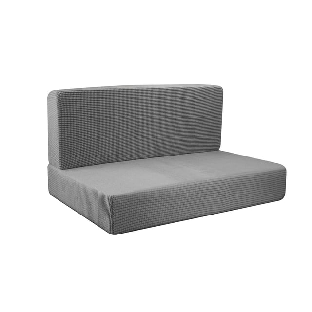 Plus Size Light Grey Polyester RV Dinette Cushion Covers - Elastic All-inclusive Split Design for Camper Van Car Bench Seats, Machine Washable Sofa Slipcovers with 1 Backrest Cover & 1 Bench Cover