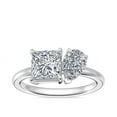 thumbnail image 1 of 1.00 Carat Excellent Princess & Pear Shape Genuine Diamond Latest Design Engagement Two Stone Ring for Ladies Solid 18K White Gold Size 7.5, 1 of 8