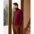 thumbnail image 4 of Kallspin Men's Turtleneck Sweaters Wool Blend Lightweight Pullover Sweaters(Burgundy Red,Large), 4 of 7