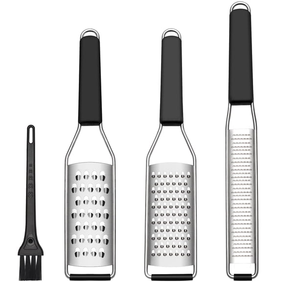 Dream Snail Lemon Zester Cheese Grater 3-Pcs Set Stainless Steel Kitchen Graters for Cheese, Vegetable, Dishwasher Safe, 11.4 inches &11.8 inches