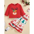 thumbnail image 2 of FOCUSNORM 2Pcs Baby Girls Christmas Outfits, Girls Printed Tops + Bell-Bottom Pants, 2 of 9