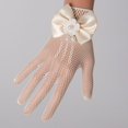 thumbnail image 4 of 1 Pair Wedding Flower Girl Gloves Romantic See-through Hollow Out Big Bow-knot Fishnet Wedding Decoration Flower Decor Beads Wedding Prom Gloves Kid Gloves, 4 of 10