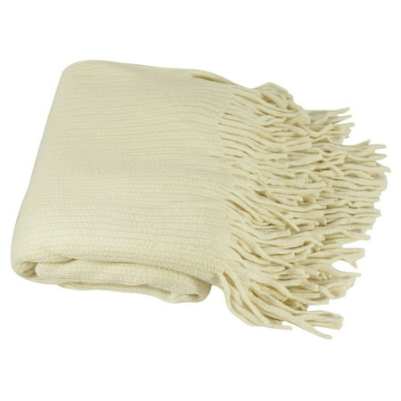 - Deluxe Knitted Throw Blanket Women Poncho Shawl Warm Fashion Cloak Cape Large Wrap Stylish Winter Long Scarf w/ Fringes TH024 Ivory