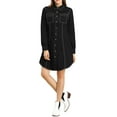thumbnail image 2 of Allegra K Women's Bishop Sleeve Chest Pocket Casual Denim Shirt Dress, 2 of 7