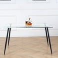 thumbnail image 2 of 29.5H“  Kitchen Glass Dining Table with Chrome Metal Legs,  Modern Rectangular Tempered Glass Table top for Kitchen & Dining Tables, Black legs, 2 of 8