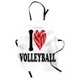 thumbnail image 1 of Volleyball Apron, I Love Volleyball Typography with a Ballheart Sports Admirer, Unisex Kitchen Bib with Adjustable Neck for Cooking Gardening, Adult Size, Charcoal Grey Vermilion, by Ambesonne, 1 of 4