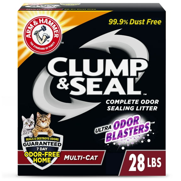 ARM & HAMMER Clump & Seal Cat Litter Multi-Cat Complete Odor Sealing Clay Clumping Cat Litter, 28 lb