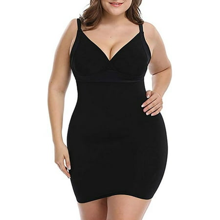 SAYFUT Women's Plus Size Body Shaper Seamless Slips Under Dress Long Slimmer Shapewear