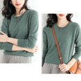 thumbnail image 5 of Dowegor Light Sweaters for Women Long Sleeve Crew Neck Lightweight Soft Knitted Pullover Knitted Blouse Light Sweater Cotton Sweater Cotton Sweaters for Women Blue M(Clearance), 5 of 6