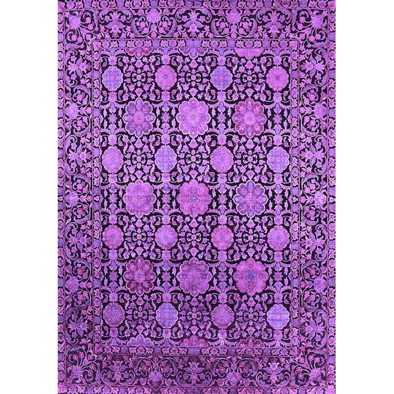 Ahgly Company Indoor Rectangle Oriental Purple Industrial Area Rugs, 8' x 12'