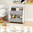 thumbnail image 5 of Costway Kids Wooden Bookshelf with Wheels 2-Tier Toy Storage Shelf Double-sided Bookcase Grey, 5 of 10