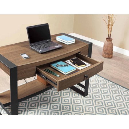 Whalen Santa Fe Writing Desk With Center Drawer Warm Ash Finish