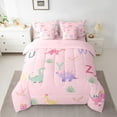 thumbnail image 3 of Manfei Cartoon Cute Dinosaur Twin Bedding Sets 7-Piece, Kawaii Monogrammed Bedding Comforter Set, Teens Boys Girls Kids Reversible Sheet Sets, Microfiber Bedroom Decor, 3 of 8