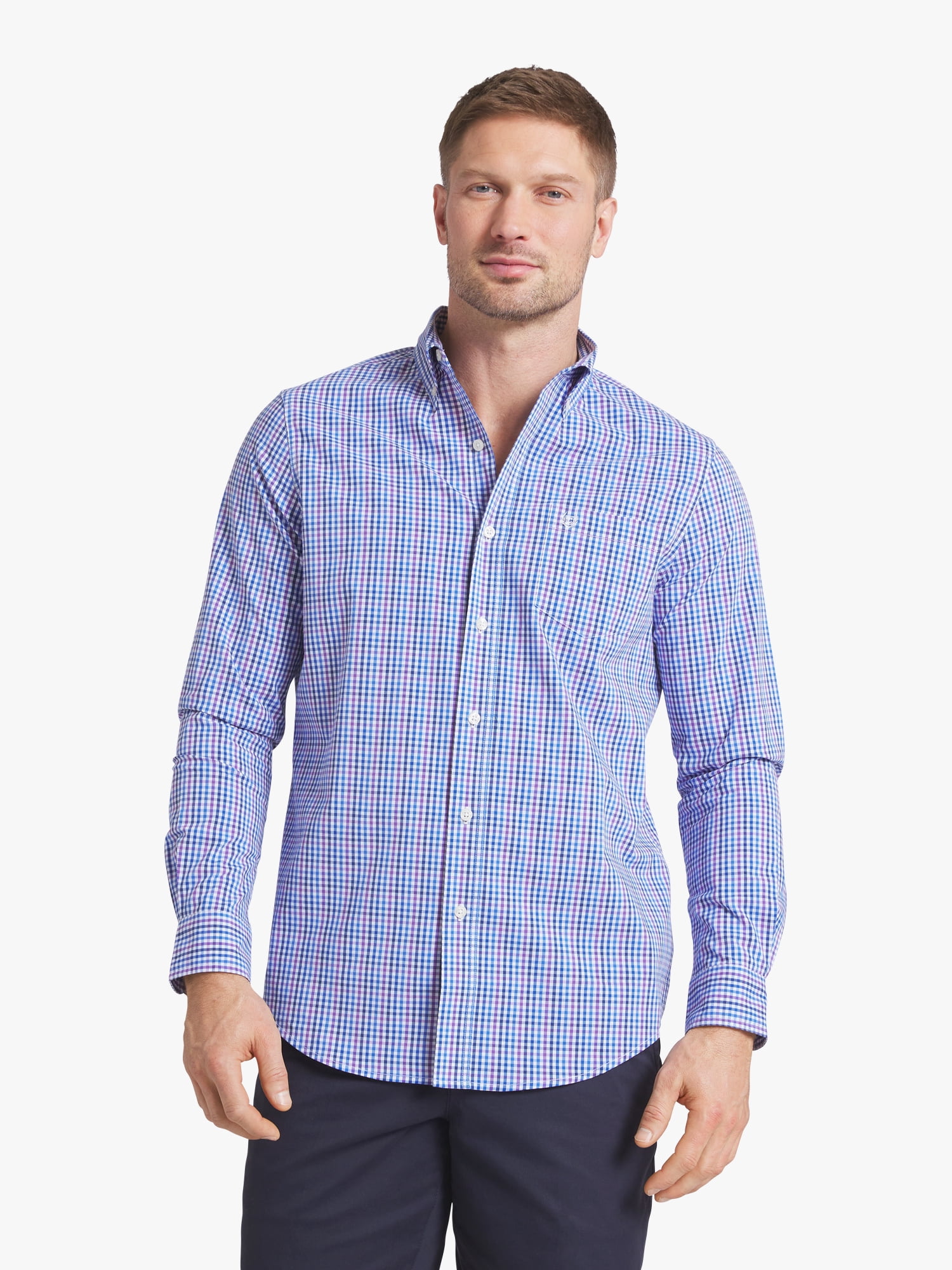 Chaps Men's & Big Men's Short Sleeve Easy Care Stretch Poplin Shirt, Sizes S-3XL