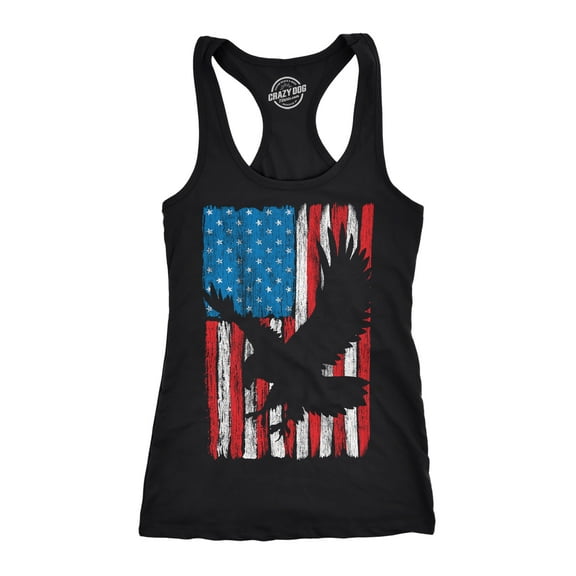 Womens Eagle In Flag Fitness Tank Awesome Fourth Of July Graphic Tanktop for Ladies