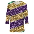 thumbnail image 4 of Fancifize 3/4 Sleeve Mardi Gras Tshirt Womens Fancy Holiday Tops Carnival Theme Party Shirt for Women Trendy Crewneck Graphic Tops, 4 of 5