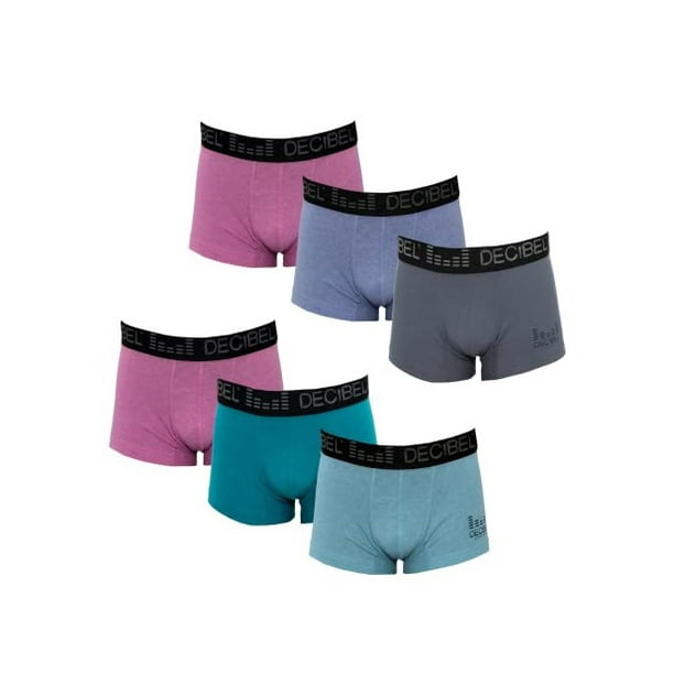 Decibel Ropa Interior Boxer para Hombre Pack de 6 Piezas Transpirable Suave y Ajustado, Talla CH DECIBEL Talla: CH / Paquede x6 boxer/ Color: 1 Celeste, 2 Morado, 1Azul, 1 Gris, 1 Azul Marino