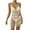 Beige, variant on Tqyyweavej 2 Piece Bathing Suit Sparkly Coverup Sets for Women Halter Sleeveless Crop Tops Solid Color Drawstring