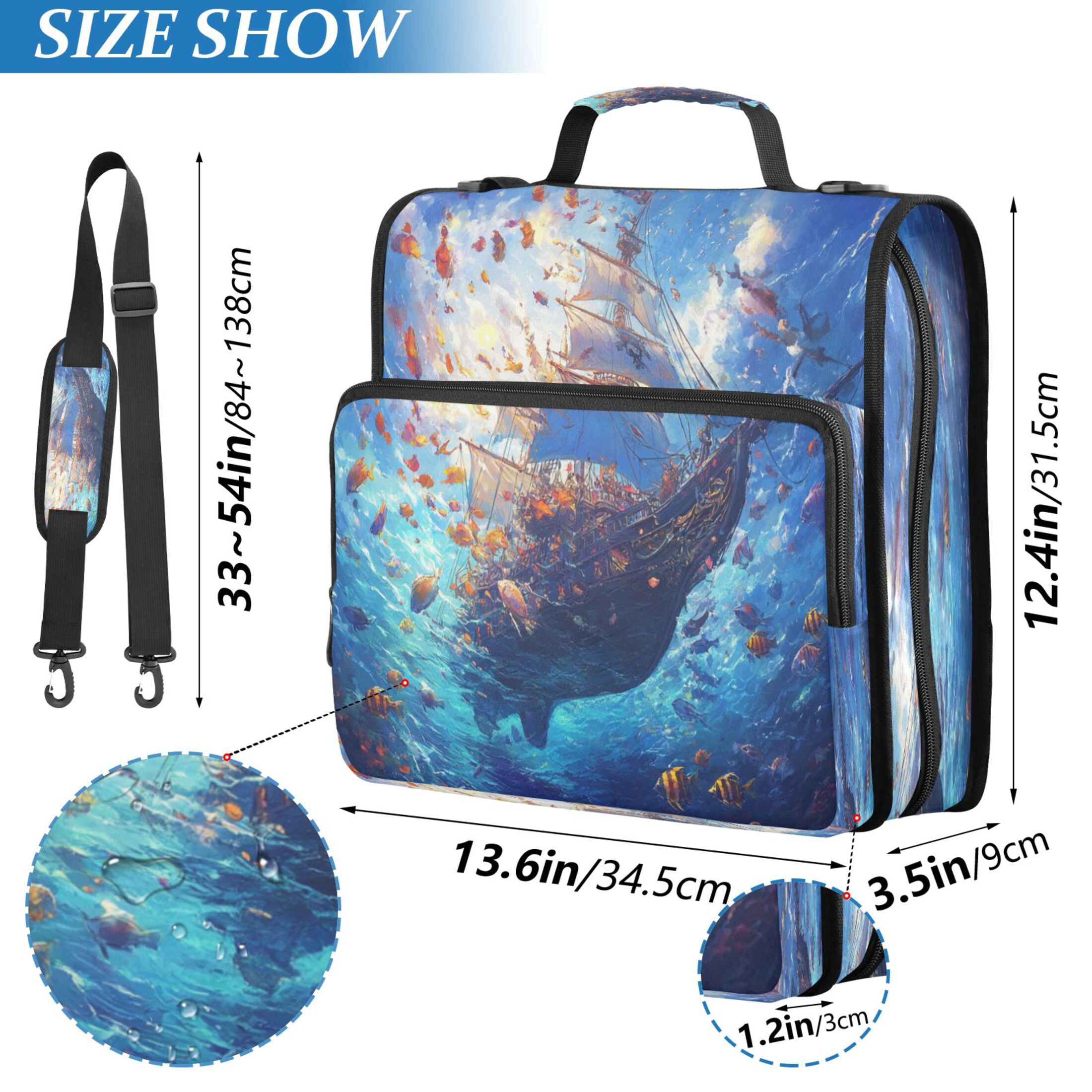 YAZAOO Zipper Binder trapper keeper Documents Organized Design Deep Sea Odyssey Printed