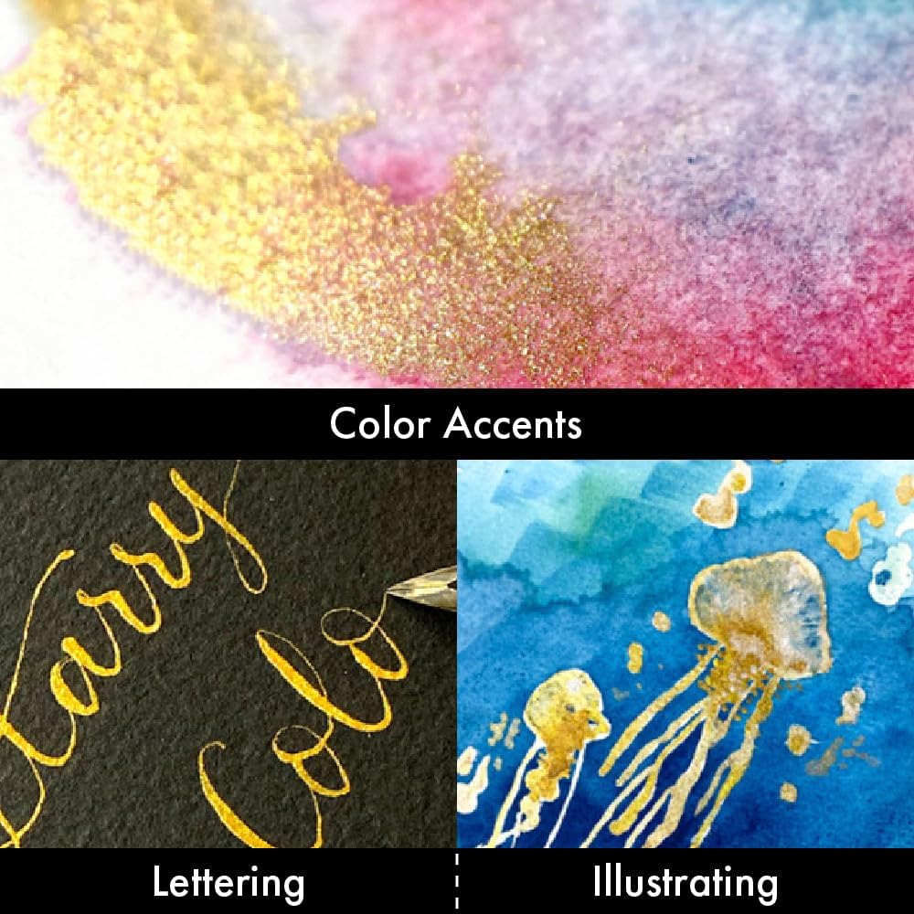 Kuretake GANSAI TAMBI STARRY COLORS, 6 colors set, Watercolor paint for Professional, for artists and crafters,Illustrations, Drawing, Lettering, Made in Japan