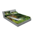 thumbnail image 2 of Ambesonne Landscape Fitted Sheet & Pillow Sham Set, Twin Waterfalls Hawai, Full, Green, 2 of 2