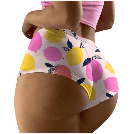 Fulorrnie Underwear for Women Breathable Seamless Cute Comfort Panty Briefs Cheeky Hiphuggers Panties  Yellow  XL