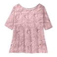 thumbnail image 4 of Womens Floral Babydoll Tops，Womens Summer Tops Plus Size Bohemian Clothes Embroidered Tops Puff Sleeve Peplum Tops Lace 3/4 Sleeve Flowy Tunic Peplum Tops For Women Elegant Loose Fit Top 3XL, 4 of 4