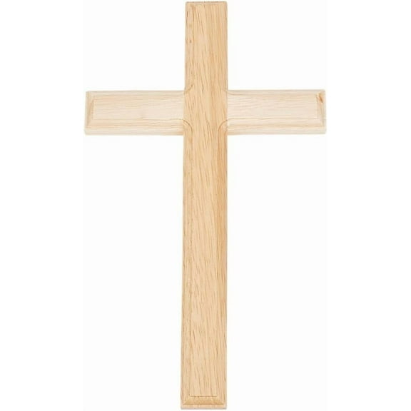 302x175x16mm Wooden Cross Wall Decoration for Home Church Decor Bisque