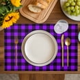 thumbnail image 4 of Black Purple Plaid Placemats Set of 8, Farmhouse Simple Buffalo Checked Placemats for Dining Table, Place Mats for Kitchen Tabletop, Waterproof Wipeable Dining Table Mats Set, 4 of 9