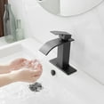 thumbnail image 2 of Open Box Waterfall Single Handle Single Hole Low-Arc Bathroom Faucet Bathroom Drip-Free Vanity Sink Faucet in Matte Black, 2 of 14