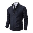 thumbnail image 2 of ZQUUVOU Men Casual Turndown Collar Zipper with Pocket Long Sleeve Knit Coat (Dark Gray,4XL), 2 of 4