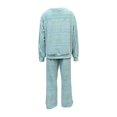thumbnail image 6 of YHCY Womens 2 Piece Ribbed Knit Outfit Long Sleeve Crew Neck Tunic Sweatshirt Basic Straight Wide Leg Sweatpant Lounge Trendy Suits Oversized Dressy Sets Travel Vacation Sweatsuit Light Blue M, 6 of 7