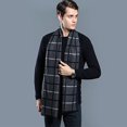 thumbnail image 4 of Bufanda de invierno JAMW para hombre Bufandas suaves y elegantes de moda Gris Cuadros blancos, 4 of 5