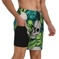 thumbnail image 3 of Haiem Skull And Palm Leaves Men'S Quick-Dry Swim Trunks: Comfortable Beach Shorts With Mesh Lining And Pockets - Ideal For Swimming And Sunbathing 3x-Large, 3 of 9