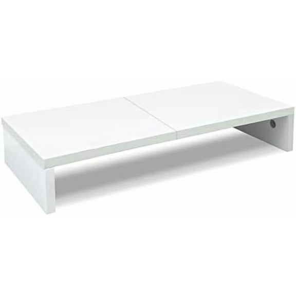 20 inch White Monitor Stand Riser, Wood Desktop Stand for PC/TV/Laptop/Printer, White Monitor Riser with Storage, Computer Stand with Keyboard Organizer