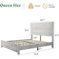 thumbnail image 3 of Papajet Queen Size Wood Bed Frame with 51.2" Rustic Headboard & Wood Slats, Antique White, 3 of 6