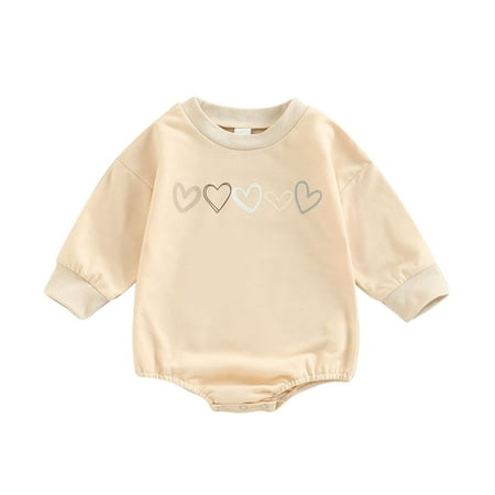 

Qufokar Side Snap for Baby Girl Baby Girl 18 Months Clothes Boys Girls Long Sleeve Heart Prints Pullover Romper Sweatshirt Bodysuits