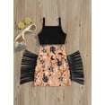 thumbnail image 4 of Bagilaanoe 2Pcs Toddler Baby Girls Skirt Set Black Sleeveless Camisole Tops + Print Skirt 1T 2T 3T 4T 5T 6T Kids Casual Outfits, 4 of 7